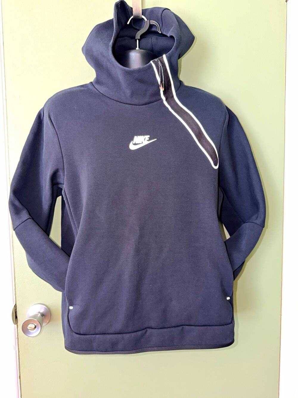 Nike Sportswear Smooth Structured Sweatshirt Hoodie Side Zip Black Mens M